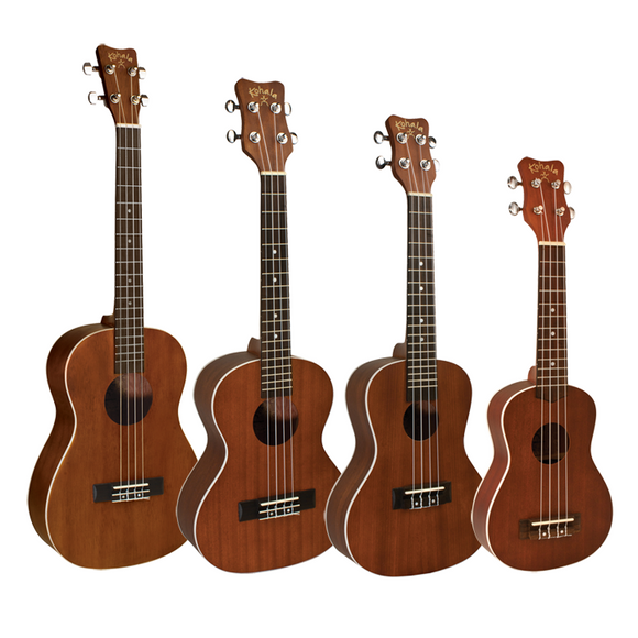 Ukuleles of all sizes stock image (Family Piano Shopify Collection)