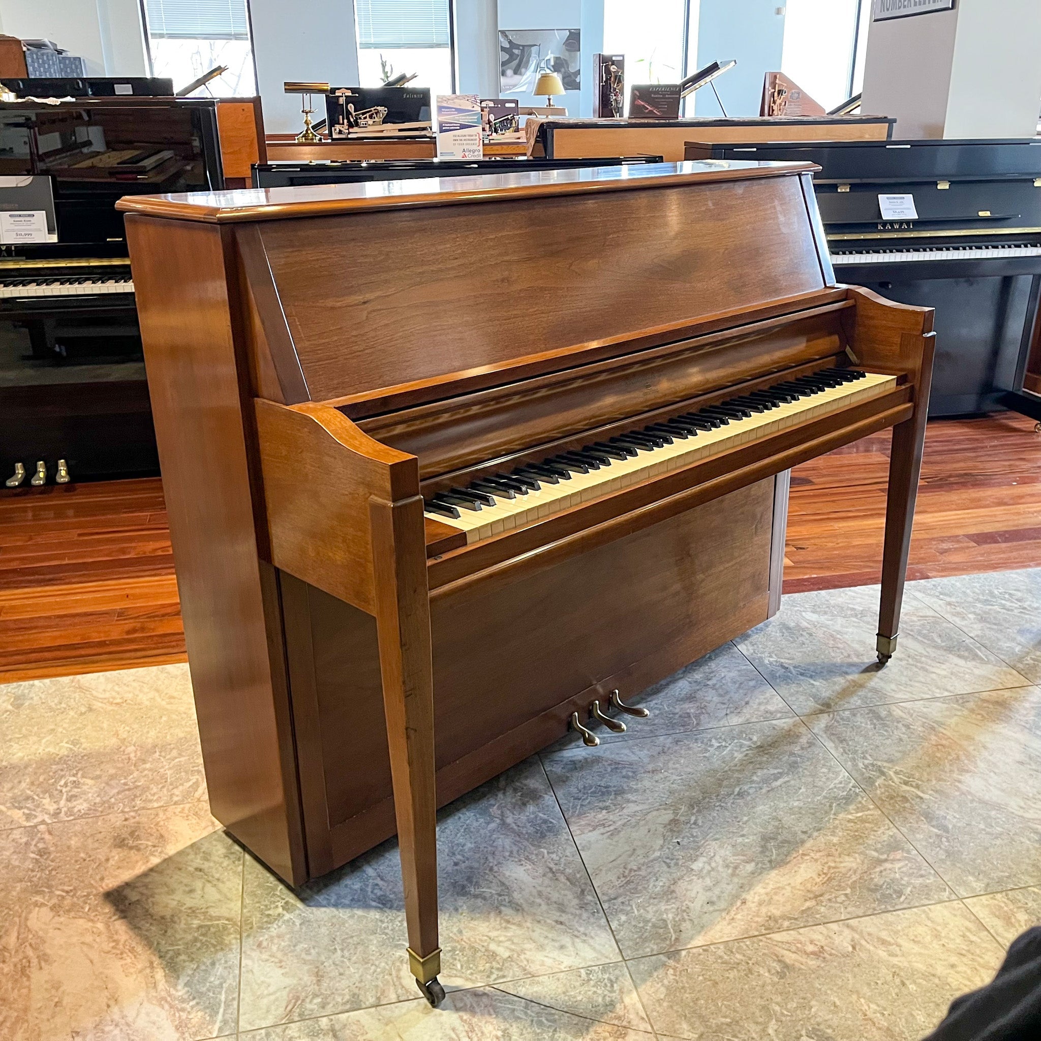 Sohmer & Co. Model 45SK 45 Satin Walnut Console Piano c1968 #166904 –  Family Piano Co